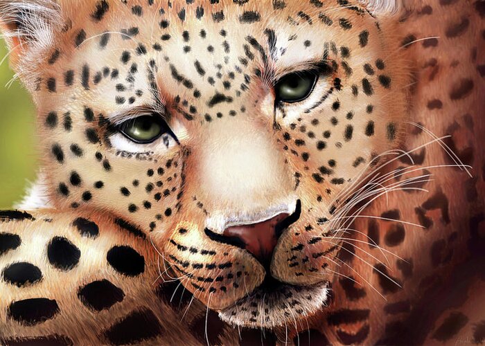 Leopard Greeting Card featuring the digital art Leopard Resting by Angela Murdock