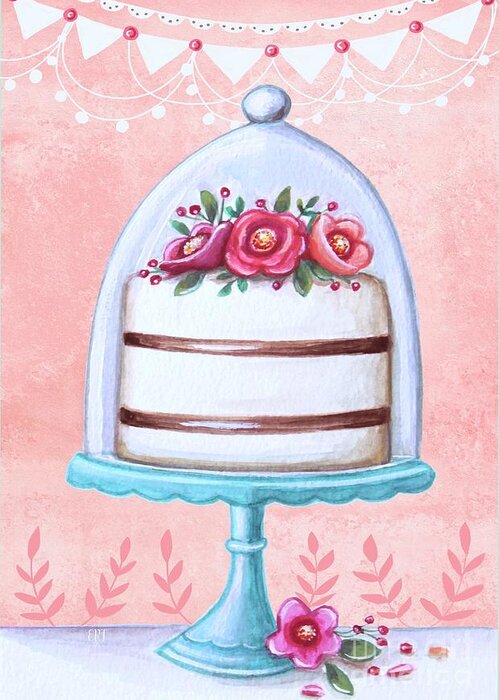 Cake Greeting Card featuring the painting Let's Eat Cake by Elizabeth Robinette Tyndall