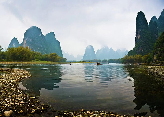 Tranquility Greeting Card featuring the photograph Li River Of Guilin by Zhouyousifang