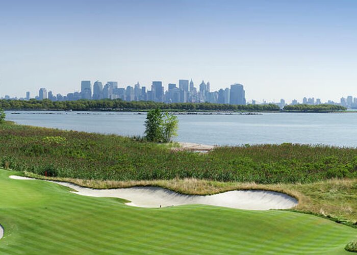 Photography Greeting Card featuring the photograph Liberty National Golf Club With Lower by Panoramic Images