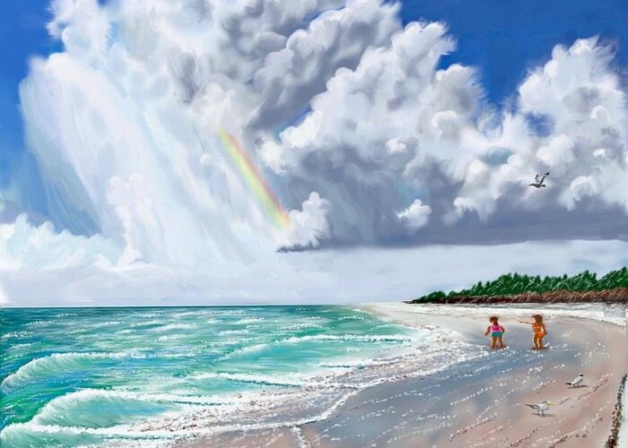 Lido Key Greeting Card featuring the digital art Lido Key Beach Thunderstorm 2017 by Gary F Richards