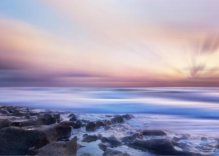 Clouds Greeting Card featuring the photograph Light at the Shore Panorama Dreamscape by Debra and Dave Vanderlaan