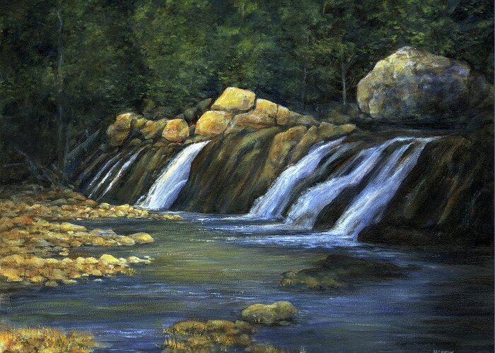 Light On The Rocks Greeting Card featuring the painting Light On The Rocks by John Morrow
