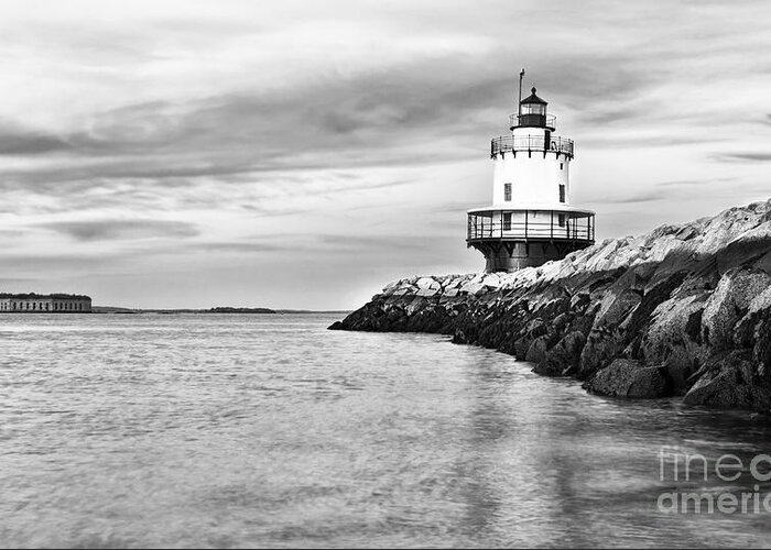 Beauty Greeting Card featuring the photograph Lighthouse On Top Of A Rocky Island by Stuart Monk