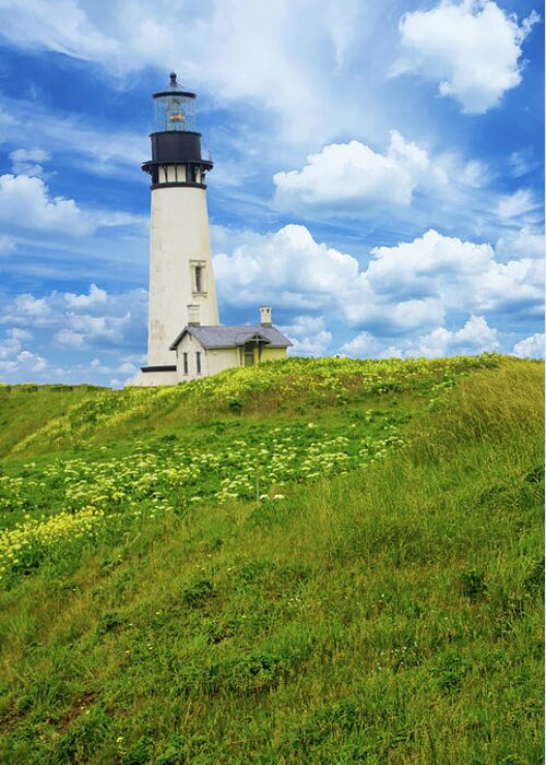 Lighthouse Greeting Card featuring the photograph Lighthouse on Yaquina Head by Steve Estvanik