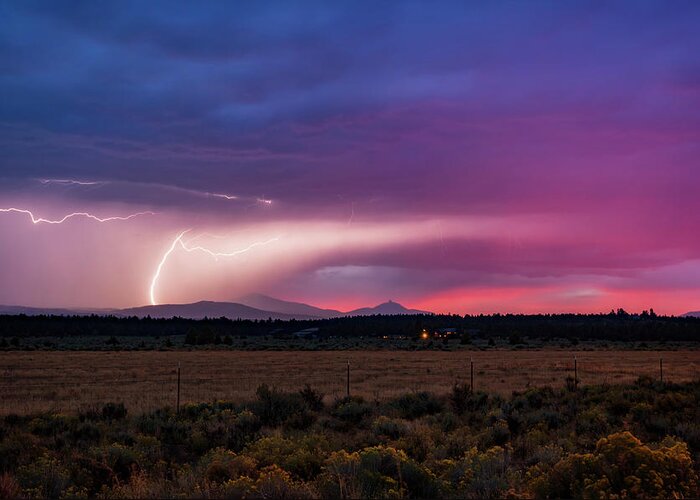Lightning Greeting Card featuring the photograph Lightning Sunset by Cat Connor