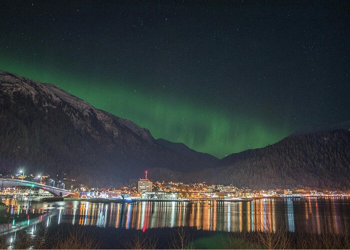 Juneau Greeting Card featuring the photograph Lights over Juneau by David Kirby