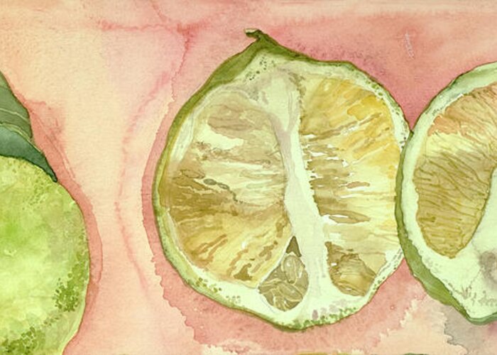 Lime Greeting Card featuring the painting Limes In Sicily by Sharon Pitts