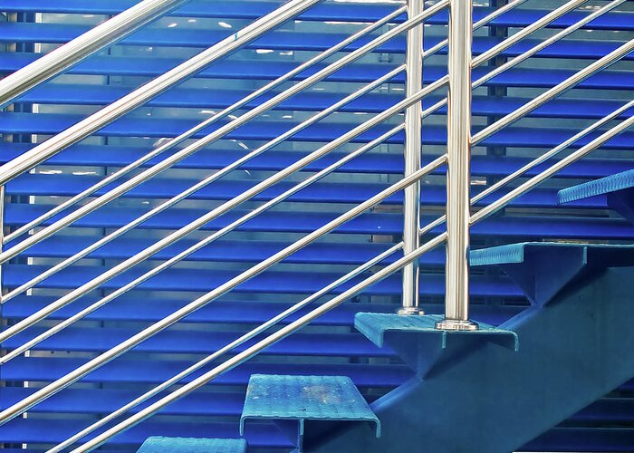 Staircase Greeting Card featuring the photograph Lines On Blues by Jordi Angrill