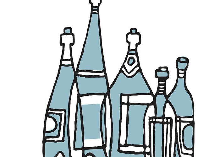 Alcohol Greeting Card featuring the drawing Liquor Bottles by CSA Images