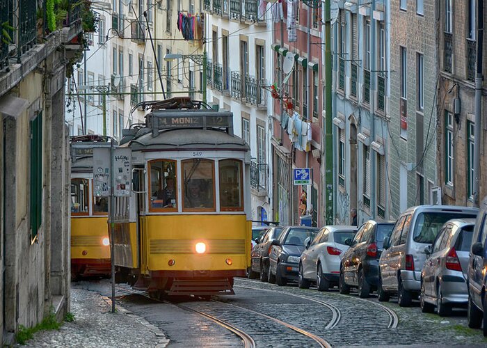 Portugal Greeting Card featuring the photograph Lisbon tramway by Joachim G Pinkawa