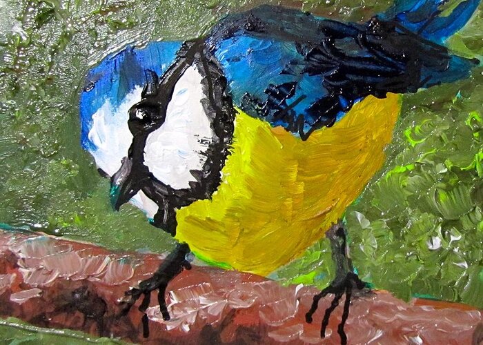 Bird Greeting Card featuring the painting Little Blue Tit by Barbara O'Toole
