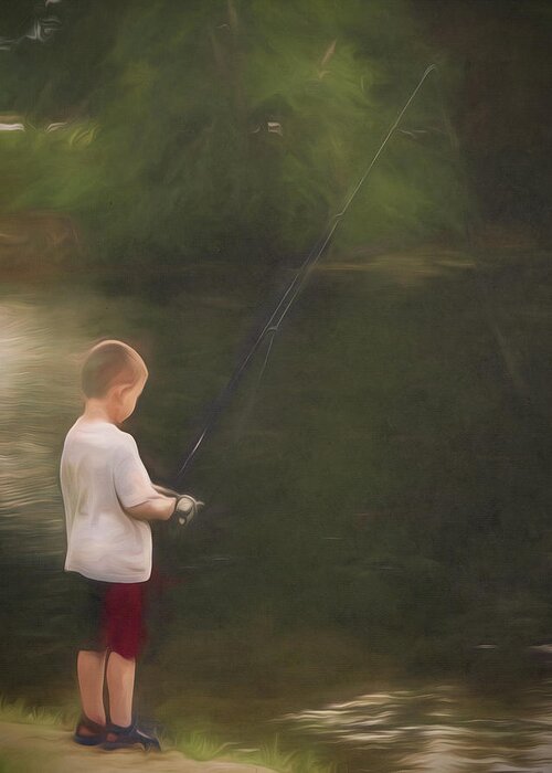 Fishing Greeting Card featuring the photograph Little Boy Fishing by Jason Fink