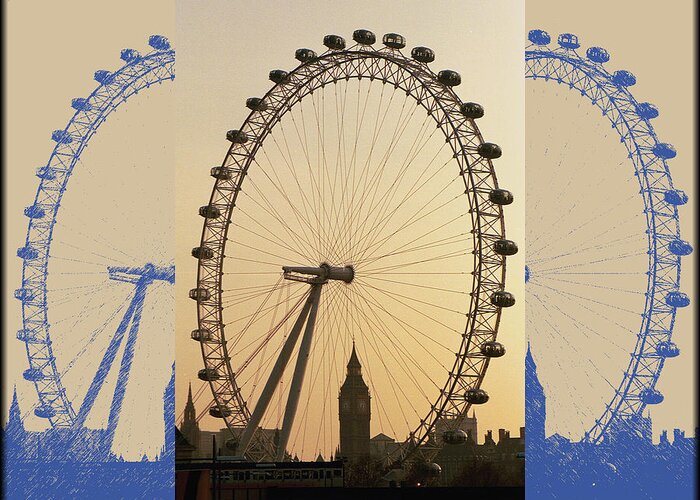 London Eye Greeting Card featuring the digital art London Spokes by David Bader