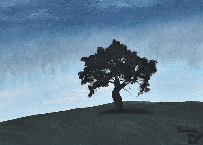 Landscape Greeting Card featuring the painting Lone Tree by Gabrielle Munoz