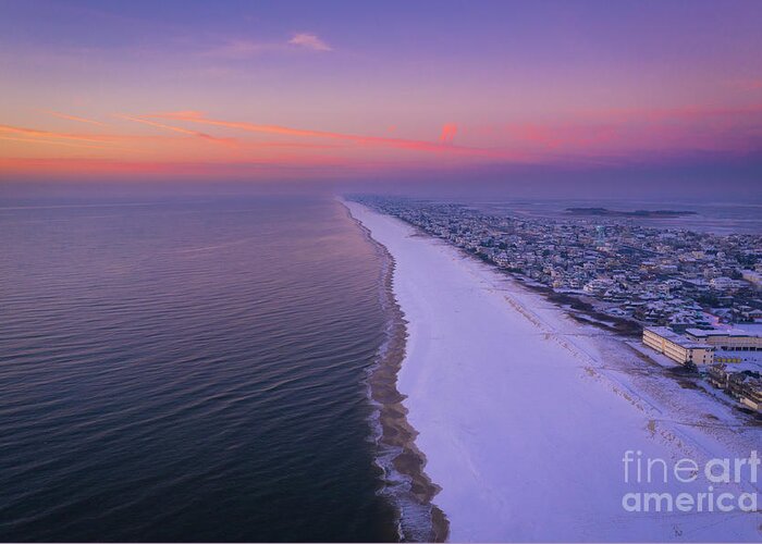 Sunrise Greeting Card featuring the photograph Long Beach Island Aerial View by Michael Ver Sprill