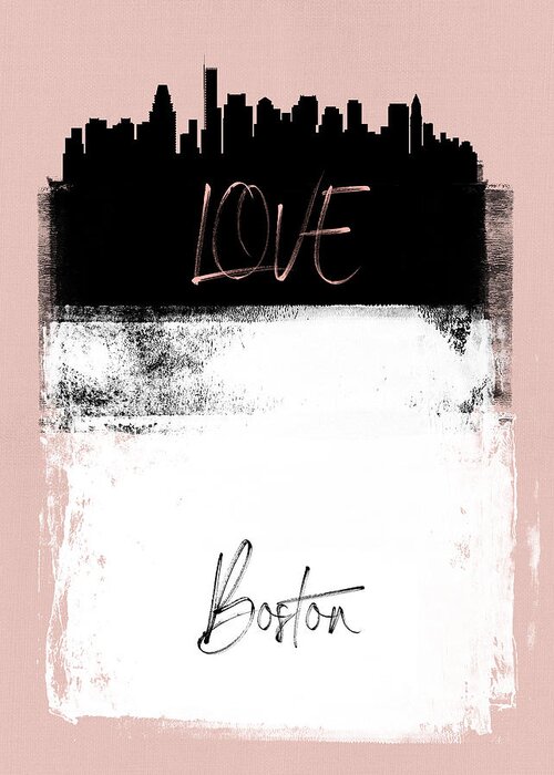 Boston Greeting Card featuring the mixed media Love Boston by Naxart Studio