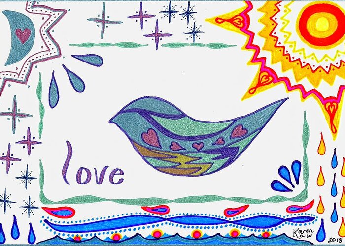 Love Greeting Card featuring the drawing Love by Karen Nice-Webb