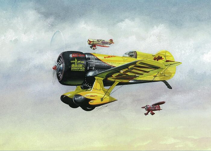 Granville Greeting Card featuring the painting Lowell Bayle's Gee Bee by Simon Read