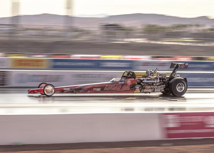 Lucas Oil Greeting Card featuring the photograph Lucas Oil Dragster by Darrell Foster