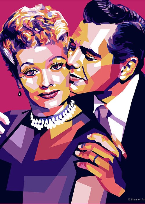 Synopsis Greeting Card featuring the digital art Lucille Ball and Desi Arnaz, with synopsis by Movie World Posters