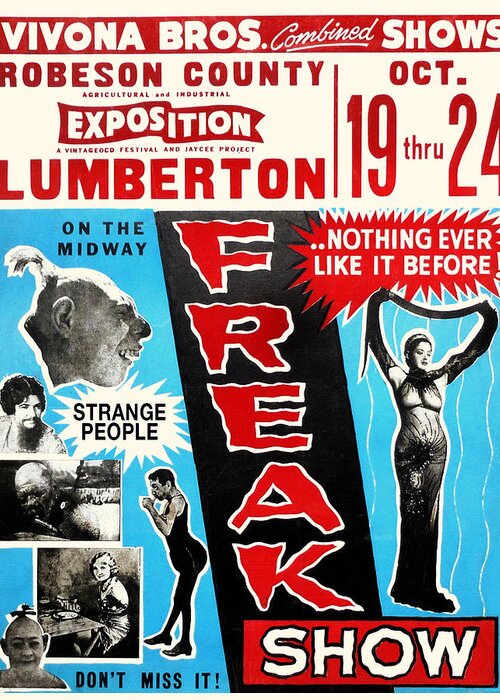 Freaks Greeting Card featuring the painting Lumberton Freak Show by Anonymous