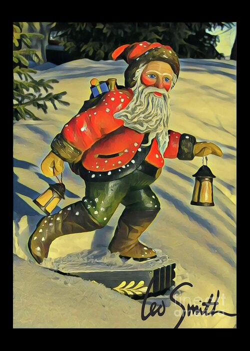 Santa Greeting Card featuring the painting Luminous Santa by Leo and Marilyn Smith