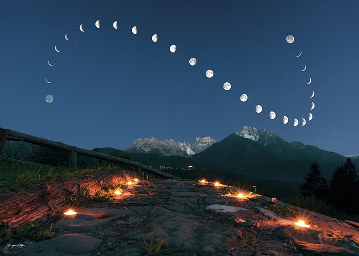 Moon Greeting Card featuring the photograph Lunar curve by Giorgia Hofer