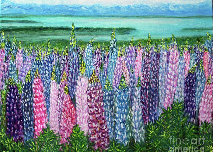 Impressionism Greeting Card featuring the painting Lupine Impressions by Lyric Lucas