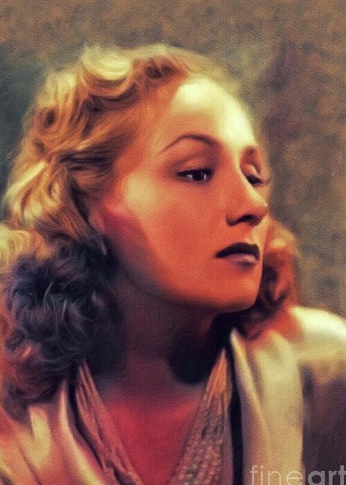 Lya Greeting Card featuring the painting Lya Lys, Vintage Actress by Esoterica Art Agency