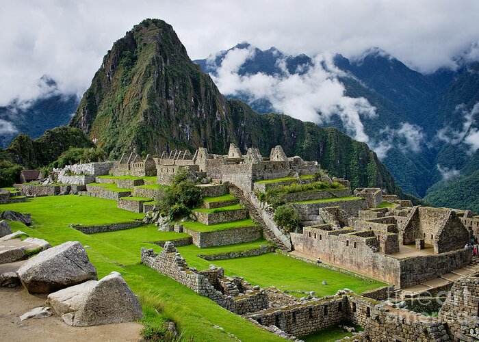 Civilization Greeting Card featuring the photograph Machu Picchu In Peru Unesco World by Byelikova Oksana