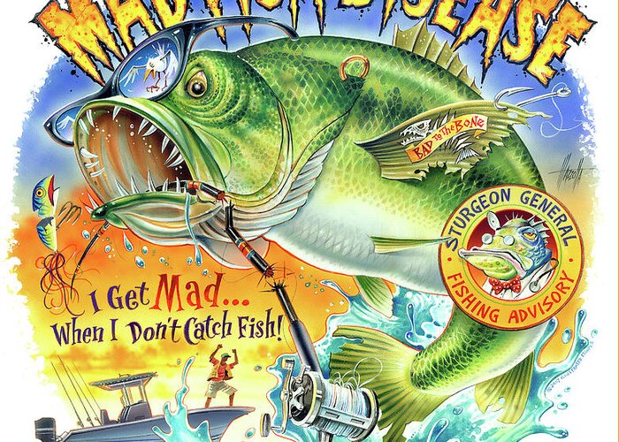 Mad Fish Greeting Card featuring the painting Mad Fish by James Mazzotta