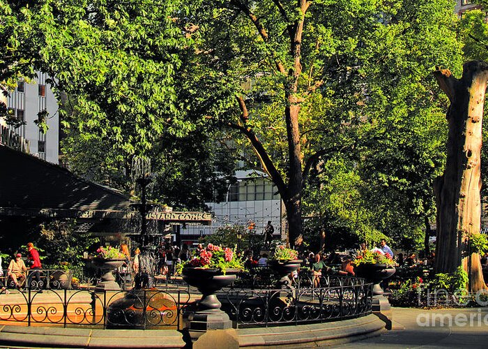 Fountain Greeting Card featuring the photograph Madison Square Park Summer No.2 - A New York Impression by Steve Ember