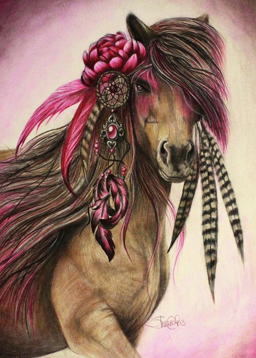 Magenta Warrior Greeting Card featuring the mixed media Magenta Warrior by Sheena Pike Art And Illustration