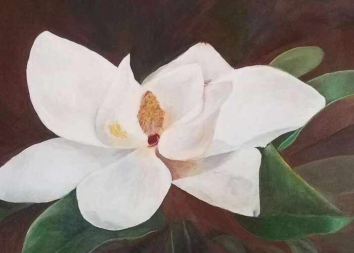 Magnolia Greeting Card featuring the painting Magnolia by Amy Kuenzie