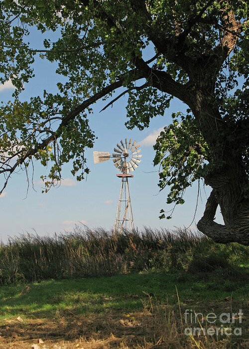 Texas Greeting Card featuring the photograph Mallet Ranch Windmill by Nieves Nitta
