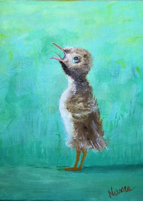 Duckling Greeting Card featuring the painting Mama, where are you? by Deborah Naves