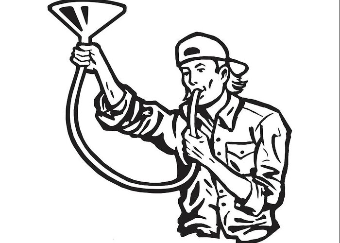 Accessories Greeting Card featuring the drawing Man Doing a Beer Bong by CSA Images
