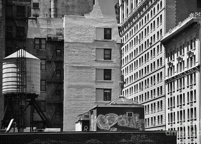Water Tank Greeting Card featuring the photograph Manhattan Rooftops - No.3 by Steve Ember