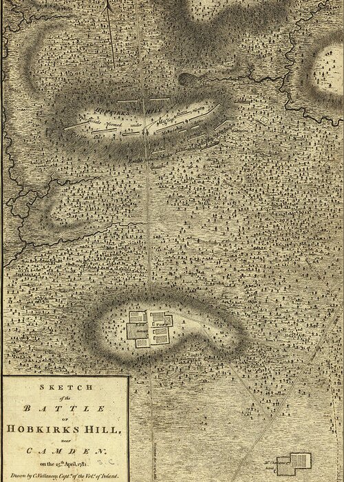 Antique Greeting Card featuring the photograph Map of battle of Camden, 1781 by Steve Estvanik