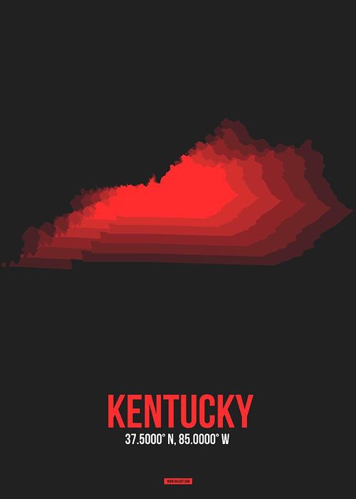 Kentucky Greeting Card featuring the digital art Map of Kentucky by Naxart Studio