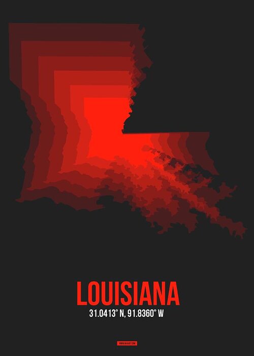 Louisiana Greeting Card featuring the digital art Map of Louisiana by Naxart Studio