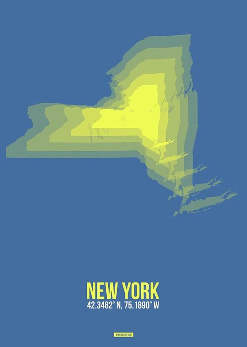 Map Of New York Greeting Card featuring the digital art Map of New York by Naxart Studio