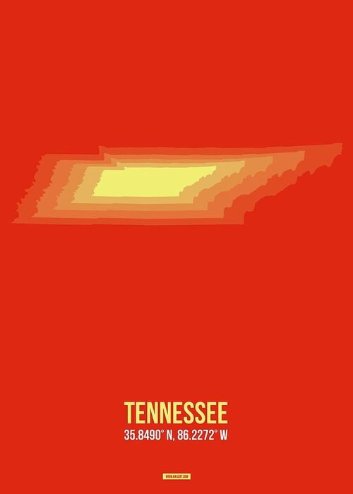 Tennessee Map Greeting Card featuring the digital art Map of Tennessee 4 by Naxart Studio