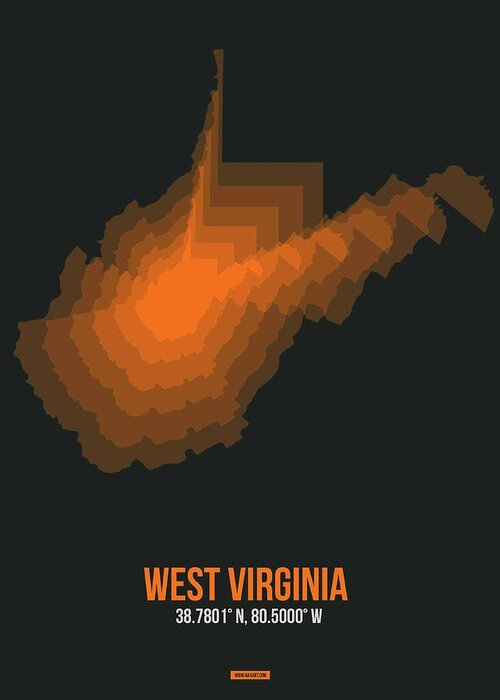 West Virginia Greeting Card featuring the digital art Map of West Virginia 2 by Naxart Studio