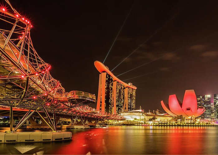 Chriscousins Greeting Card featuring the photograph Marina Bay Sands by Chris Cousins