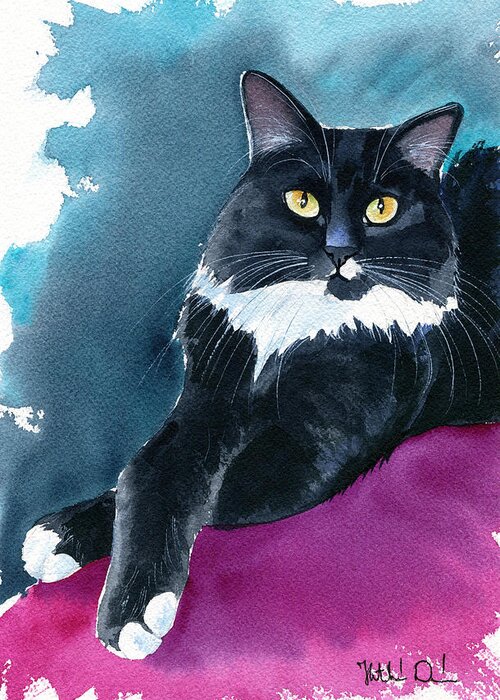 Cat Greeting Card featuring the painting Marina by Dora Hathazi Mendes