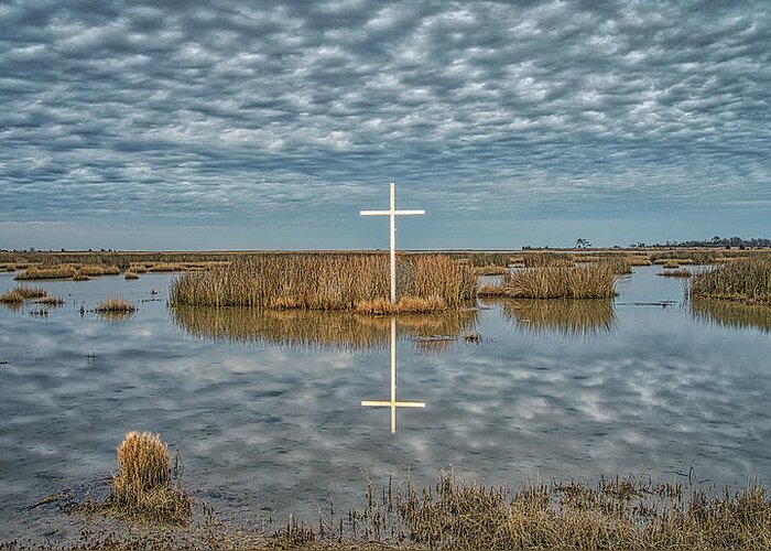 Poquoson Greeting Card featuring the photograph Marsh Cross by Jerry Gammon