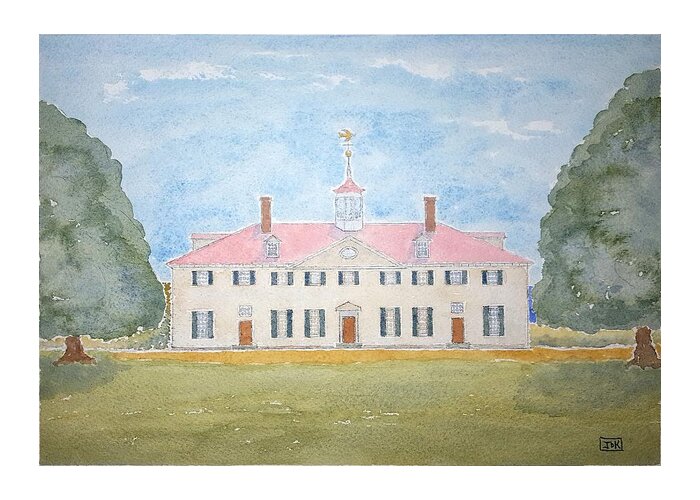 Watercolor Greeting Card featuring the painting Martha's House of Lore by John Klobucher