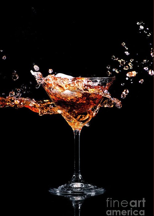 Cocktail Greeting Card featuring the photograph Martini cocktail splash by Jelena Jovanovic